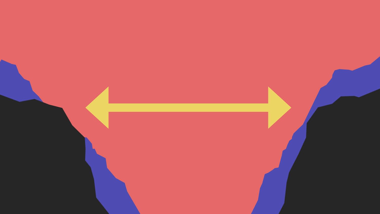 Arrow pointing across gap where the vegan bridge will go