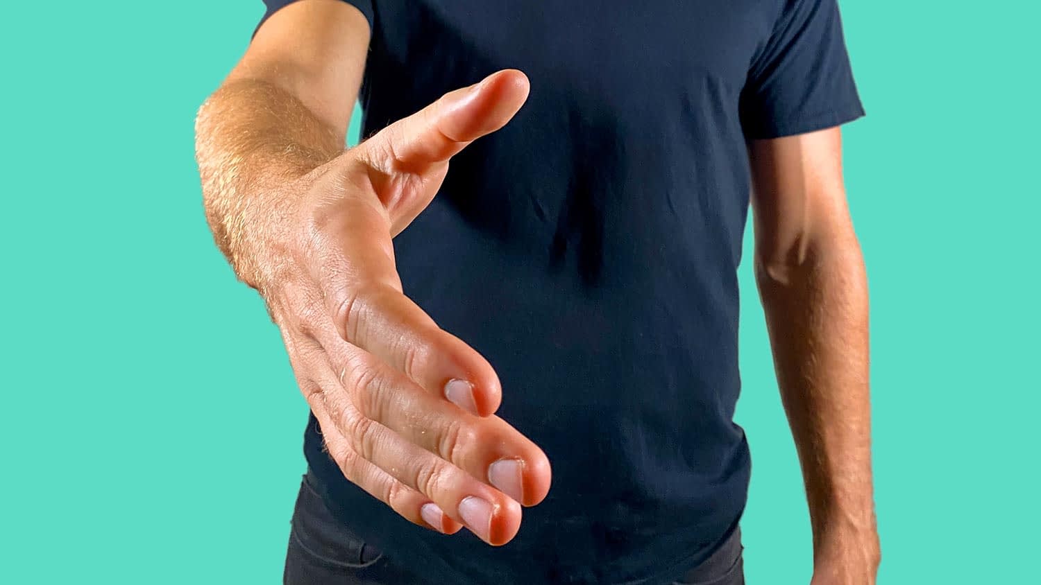 Rich reaching out to shake your hand