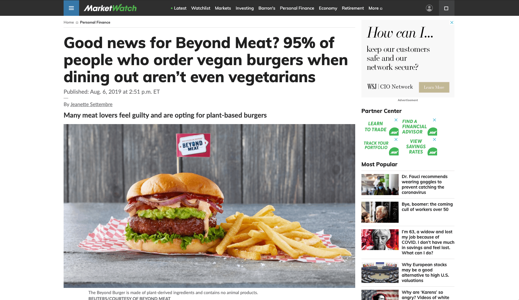 95% of people who order vegan burgers when dining out aren’t even vegetarians or vegan