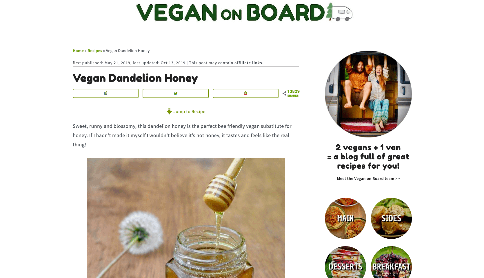 Vegan Dandelion Honey